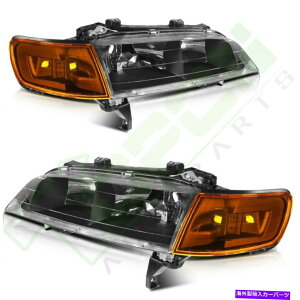 USwbhCg 1994-1997z_AR[hwbhCgW /Ao[R[i[VOivyA Black For 1994-1997 Honda Accord Headlights w/ Amber Corner Signal Lamps Pair