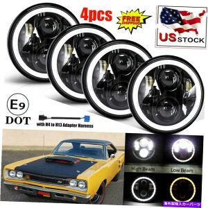 US�w�b�h���C�g 4X 5.75�u5-3 / 4�v�ی^LED�w�b�h���C�gDODGE CORONET�pDRL�v���W�F�N�^�[�r�[�� 4x 5.75" 5-3/4" Round LED Headlights DRL Projector Beam for Dodge Coronet