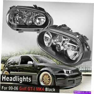 USwbhCg vWFN^v99-06 GOLF GT-I MK4ubNyÃwbhCg Headlights For 99-06 Golf GT-I MK4 Black Pair With Built-in Projector Fog Lamps