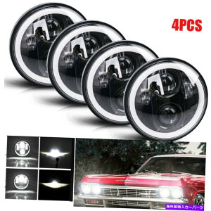 USwbhCg Chevyj[[J[̂߂5-3 / 4 H5001 LED Halo DRLvWFN^[̃wbhCg𓱂܂ 4x DOT 5.75" 5-3/4 H5001 LED Halo DRL Projector Headlight For Chevy New Yorker