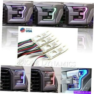 USwbhCg 2015-2017tH[hF-150 RGBW LED}`J[ύXwbhCgANZg{[hZbg 2015-2017 Ford F-150 RGBW LED Multi-Color Changing Headlight Accent Boards Set