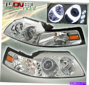 US�w�b�h���C�g 99-04�t�H�[�h�}�X�^���O�c�C���n���[LED�v���W�F�N�^�[�w�b�h���C�g�����v�N���[���n�E�W���O�����Y 99-04 Ford Mustang Twin Halo Led Projector Head Lights Lamps Chrome Housing Lens