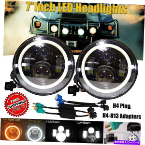 USwbhCg HUMMER H1 H2gbN7uC`120W LED Halo Angel EyewbhCgvH4-H13 DRL For Hummer H1 H2 Truck 7"Inch 120W LED Halo Angel Eye Headlight Lamp H4-H13 DRL