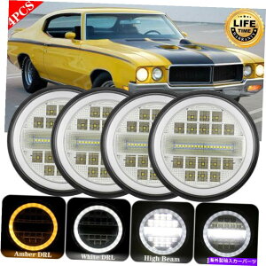 USwbhCg 4PCS 5.75 "5-3 / 4EhLEDwbhCgDRLVg̖ڃvWFN^[Hi-Lo Beam H4hbg 4PCS 5.75" 5-3/4 Round LED Headlights DRL Angel Eyes Projector Hi-Lo Beam H4 DOT