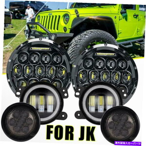 USwbhCg W[vEO[JK JKU 7uLEDwbhCg+ 4vtHOv+^[MR{Lbg6X For Jeep Wrangler JK JKU 7" LED Headlight +4" Fog Light+Turn Signal Combo Kit 6x