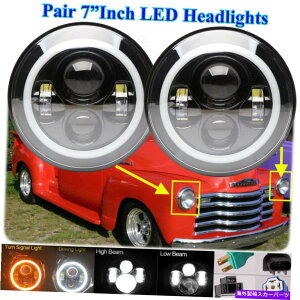 USwbhCg Chevy GMCsbNAbv1947-1957 7 "C`LED HalowbhCgDRLCgH4 H13yA For CHEVY GMC PICKUP 1947-1957 7"Inch LED HALO Headlight DRL Light H4 H13 Pair
