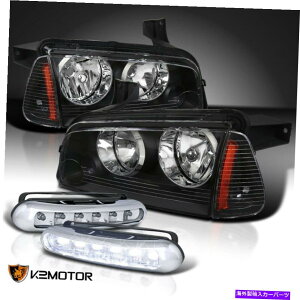 US�w�b�h���C�g 2006-2010 Dodge Charger Black Headlights W / Corner Lights + 6-LED�t�H�O�쓮�����v 2006-2010 Dodge Charger Black Headlights w/Corner Lights+6-LED Fog Driving Lamps