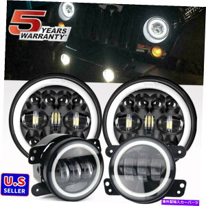 USwbhCg W[vEO[JK JKU 7C`LEDwbhCgHI / LO BEAM DRL + 4 "tHOvVi For JEEP Wrangler JK JKU 7inch LED Headlights Hi/Lo Beam DRL + 4" Fog Lights New