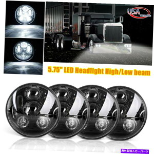 USwbhCg 4pcs 5.75 "ی^LEDwbhCgvWFN^[̂߂̃s[^[rg349 359̂߂̃nC[r[ 4pcs 5.75" Round LED Headlights Projector Hi-Low Beam For Peterbilt Semi 349 359