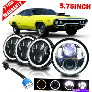 USwbhCg v}XNPbgoN[_{̂߂4{5.75 "5-3 / 4" LEDwbhCgDRLVg̖ 4X 5.75" 5-3/4" LED Headlight DRL Angel Eyes for Plymouth Cricket Barracuda Fury