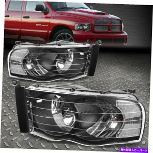 US�w�b�h���C�g 02-05�h�b�WRAM 1500 2500 3500�u���b�N�n�E�W���O�N���A�R�[�i�[�w�b�h���C�g�����v FOR 02-05 DODGE RAM 1500 2500 3500 BLACK HOUSING CLEAR CORNER HEADLIGHT LAMPS