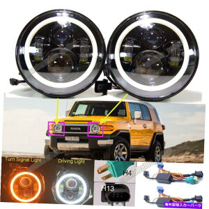 USwbhCg 2×g^W[vO[07-14 LED Halo Angel Eyes Headlight H4-H13 H6024 DRL 2xFor Toyota Jeep Wrangler 07-14 LED Halo Angel Eyes Headlight H4-H13 H6024 DRL