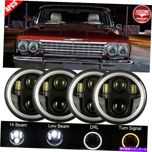 USwbhCg 4PC 5 3/4 5.75C`EhLEDwbhCgHI / LOr[DRL^[MvWFN^[H4 4pc 5 3/4 5.75 INCH Round LED Headlights HI/LO Beam DRL Turn Signal Projector H4