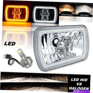 USwbhCg 7x6 "XCb`obNzCgn[DRLAo[^[VOiGWFACH4 LEDwbhCgꂼ 7x6" Switchback White Halo DRL Amber Turn Signal Angel Eye H4 LED Headlight Each