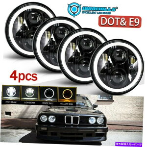 USwbhCg 4{5.75 "5-3 / 4"EhLEDwbhCgBMWx[X69-88̂߂̓Vg̖ڂ̃vWFN^[r[ 4X 5.75" 5-3/4" Round LED Headlights Angel Eye Projector Beam for BMW Base 69-88