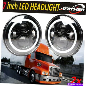 US�w�b�h���C�g Freightliner Century�N���X7 '' LED�v���W�F�N�^�[�w�b�h���C�g�N���[�[�n���[�p�̖� For Freightliner Century Class 7'' LED Projector Headlight CREE Halo Angle Eyes�y���s�A���i�z