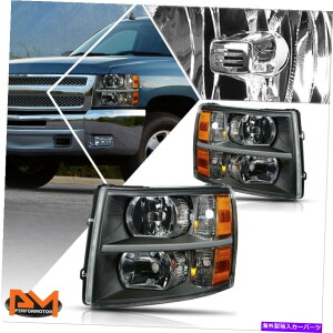 USwbhCg 07-14V{[SilveradowbhCg/vubNnEWOߐF̃R[i[ For 07-14 Chevy Silverado Headlight/Lamps Replacement Black Housing Amber Corner
