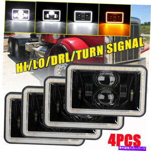 US�w�b�h���C�g 4×4×6 LED�w�b�h���C�gDRL�V�g�̖ڂ̓P�����[�XT400 T800 W900�̂��߂̐M�� 4X 4x6 LED Headlights DRL Angel Eyes Turn Signal for Kenworth T400 T800 W900�y���s�A���i�z