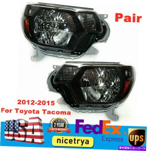 USwbhCg 2012-15g^^R}sbNAbvubÑwbhCgwbhv̌̃yA Pair of Headlights Headlamps Replacement For 2012-15 Toyota Tacoma Pickup Black