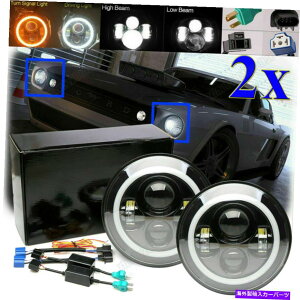 USwbhCg tH[h}X^O1965-1978Ԃ̂߂2x7C`EhLEDgbNwbhCgnC/ LOr[n[ 2x7inch Round LED Truck Headlight HI/LO Beam Halo for Ford Mustang 1965-1978 car