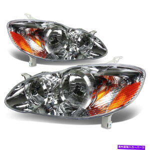 USwbhCg N[nEWÕAo[R[i[wbhCgwbhvLH + RH 03-08g^J[ Chrome Housing Amber Corner Headlight Headlamps LH+RH for 03-08 Toyota Corolla
