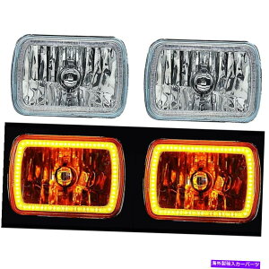 USヘッドライト 7x6 "アンバーSMD LEDガラス/金属ヘッドライトハロゲン6K 60W電球ヘッドランプペア 7X6" Amber SMD LED Glass/Metal Headlight Halogen 6K 60w Light Bulb Headlamp Pair