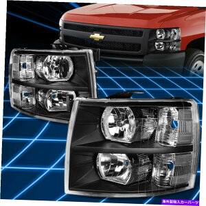 USwbhCg 07-14 Silverado GMTubNZNAR[i[wbhCgv̌ For 07-14 Silverado GMT Black Housing Clear Corner Headlight Lamps Replacement