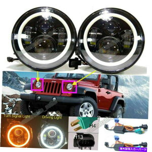 USwbhCg JEEP TJ CJ5 CJ7 ScJ7 ScJ7 Scrambler LED Halo Angel Eye DRLwbhCgH4-H13ɂ/ LOr[ For Jeep TJ CJ5 CJ7 Scrambler LED Halo Angel Eye DRL Headlight H4-H13 Hi/Lo Beam
