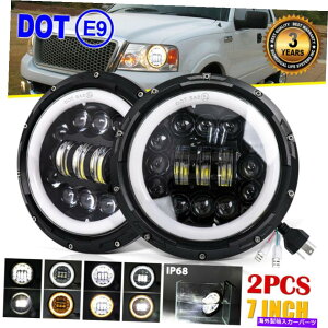 USwbhCg 2pc 7 "C`200WEhLEDwbhCgFord F150}X^Ô߂Halo DRL Hi-Lor[ 2PC 7" inch 200W Round LED Headlights Halo DRL Hi-Lo Beam for Ford F150 Mustang