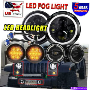 USwbhCg JEEP 2007-2019 7 "Ehn[LEDwbhCgtHOv^[MR{Lbg For Jeep 2007-2019 7" Round Halo Led Headlight Fog Light Turn Signal Combo Kit
