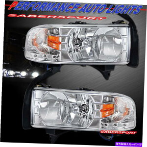 USwbhCg 1994N2001ÑhbWRamsbNAbv̂߂1̕X^C̃NwbhCg̃Zbg Set of One Pieces Style Chrome Headlights w/ LED for 1994-2001 Dodge Ram Pickup