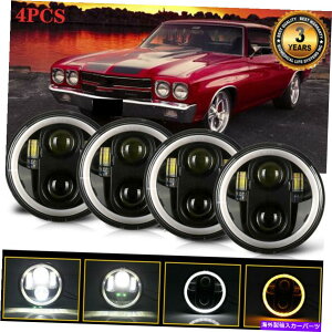 USwbhCg 4PCS 5.75 "5-3 / 4EhLEDwbhCgDRLVg̖ڃvWFN^[Hi-Lo Beam H4hbg 4PCS 5.75" 5-3/4 Round LED Headlights DRL Angel Eyes Projector Hi-Lo Beam H4 DOT