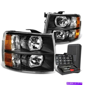 USwbhCg 2007-2014 Chevy SilveradoyAubN/Ao[VOiwbhCgv+c[{bNX For 2007-2014 Chevy Silverado Pair Black/Amber Signal Headlight Lamps+Tool Box