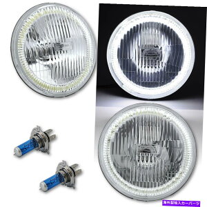 USwbhCg 7 "䎲zCgXgbNLEDn[GWFACeH4wbhvwbhCgnQCgyA 7" COB White Stock LED Halo Angel Eye H4 Headlamp Headlight Halogen Light Pair