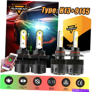 USwbhCg AUXBeam H13 + 9145 DRL LEDwbhCgdLbgBluetooth RGB Hi-Lor[tHOCg AUXBEAM H13+9145 DRL LED Headlight Bulbs Kit bluetooth RGB HI-LO Beam Fog Lights