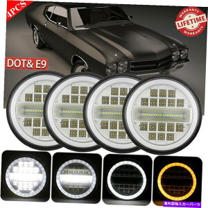USwbhCg 4PCS 5.75 "5-3 / 4 H5001 H5006 LED DRLvWFN^[wbhCgHi-Lo Dot for Chevy 4PCS 5.75" 5-3/4 H5001 H5006 LED DRL Projector Headlights Hi-lo DOT For Chevy