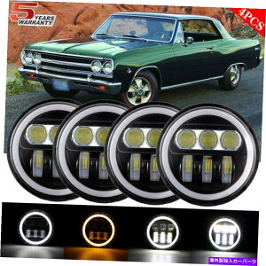 USwbhCg 4PCS 5.75 "5-3 / 4 H5001 H5006 LED DRLvWFN^[wbhCgHi-Lo Dot for Chevy 4PCS 5.75" 5-3/4 H5001 H5006 LED DRL Projector Headlights Hi-lo DOT For Chevy