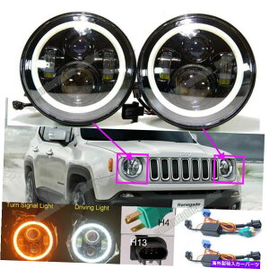 USwbhCg W[vmO[h/oeB/XNu[LEDwbhCg7'INCHEhvWFN^[DRL 2X For Jeep Renegade/Liberty/Scrambler LED Headlights 7'Inch Round Projector DRL 2x