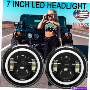 USwbhCg 2003-09 Hummer H2 7 "Halo Angel Eyes Cree LedwbhCgNX^NA For 2003-09 Hummer H2 7" Halo Angel Eyes CREE LED Headlights Crystal Clear