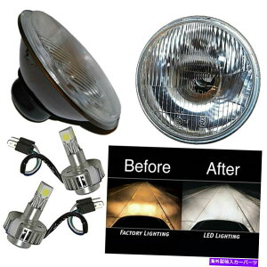 USwbhCg 7 "XgbNKX̃wbhCgw / 24v 6K LED̓d̃yAtBbg77-18W[vwrangler 7" Stock Glass Headlight w/ 24v 6K LED Light Bulb Pair Fits 77-18 Jeep Wrangler