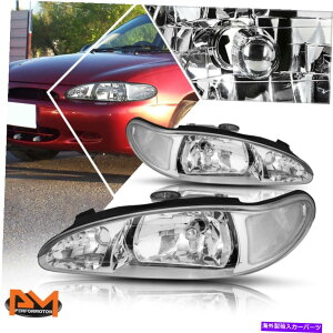 USwbhCg 97-02tH[hGXR[g4-DRwbhCg/vN[nEWO For 97-02 Ford Escort 4-Dr Headlight/lamps Replacement Chrome Housing Clear Side