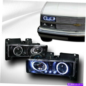 USヘッドライト フィット88-00 GMC C10 CK C / K郊外/ Yukon Black LED HaloプロジェクターヘッドライトK2 Fits 88-00 GMC C10 CK C/K Suburban/Yukon Black LED Halo Projector Head Lights K2