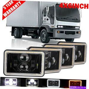 USwbhCg GMCỦݕgbN̂߂44x6 "C`LED̃wbhCgnC[[DRLVg̖ 4Pcs 4x6" inch LED Headlights High-Low DRL Angel Eyes for GMC Isuzu Cargo Truck