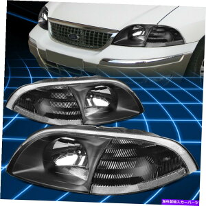 USwbhCg 99-03tH[hEBX^[ubNnEWONAR[i[wbhCgv̎ւ For 99-03 Ford Windstar Black Housing Clear Corner Headlight Lamps Replacement