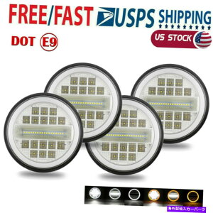 USwbhCg DOT 4PCS 5 3/4 "5.75vWFN^[LEDwbhCgV[r[Ao[Ovd DOT 4PCS 5 3/4" 5.75 Projector LED Headlights Sealed Beam Amber Ring Lamp Bulbs