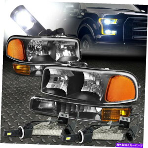 USwbhCg ubNnEWOwbhCg+ߐF̃Cg+ 99-06 GMCVĜ߂6000KzCgLEDVXe BLACK HOUSING HEADLIGHT+AMBER LIGHT+6000K WHITE LED SYSTEM FOR 99-06 GMC SIERRA