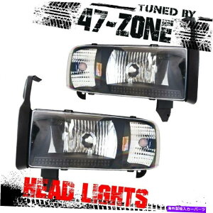 US�w�b�h���C�g 94-02 Dodge Ram 1500 2500 2500 2500�u���b�N�n�E�W���O�N���A�����Y�w�b�h���C�g For 94-02 Dodge Ram 1500 2500 3500 Black Housing Clear Lens Headlight