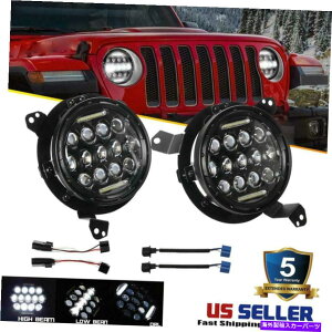 USwbhCg W[vO[JL 18 19̂߂Hi-LovWFN^[ubNhbg7C`EhLEDwbhCg DOT 7 inch Round LED Headlights HI-LO Projector Black for Jeep Wrangler JL 18 19