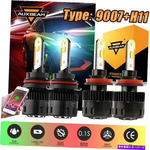 USwbhCg AUXBeam B5 9007 H11 RGB LEDwbhCgϊdLbgHI LOr[tHOCg AUXBEAM B5 9007 H11 RGB LED Headlight Conversion Bulbs Kit Hi Lo Beam&Fog Lights
