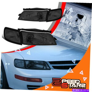 USwbhCg 2s[XX[NnEWONAR[i[wbhCg/vLH + RH 97-99Y}LV} 2PCS SMOKED HOUSING CLEAR CORNER HEADLIGHT/LAMPS LH+RH FOR 97-99 NISSAN MAXIMA